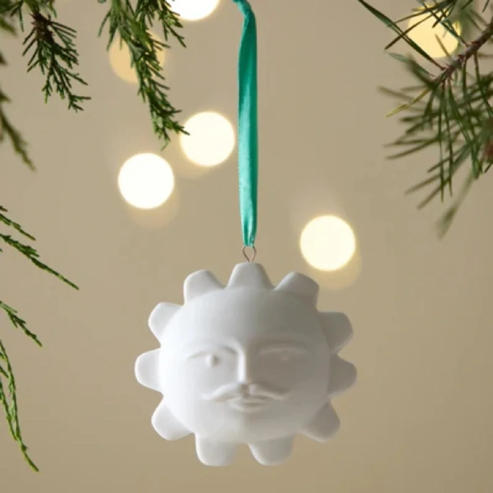 New in Box Jonathan Adler Matte Porcelain SUN Menagerie Christmas Ornament